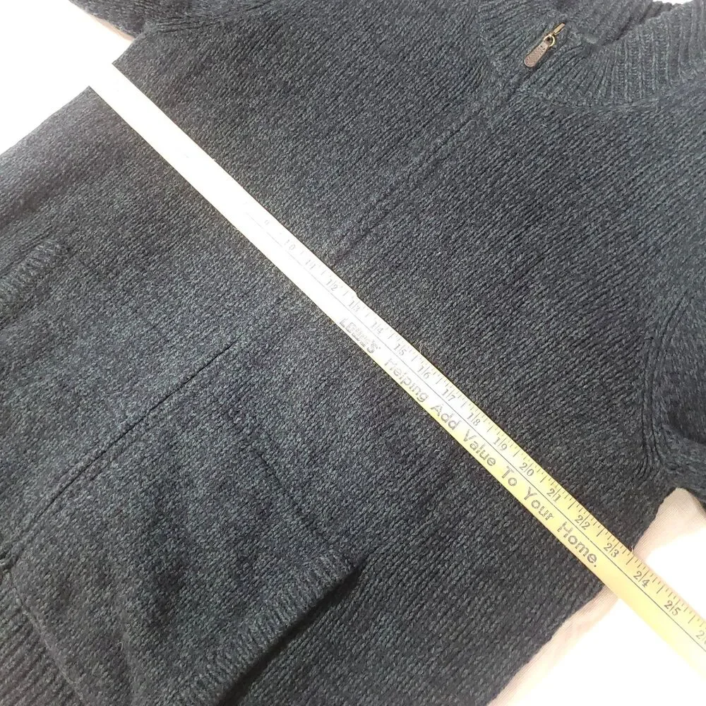 LL Bean Shacket Lambswool Cardigan‎ Sweater XL Blue Green Plaid Flannel Lined